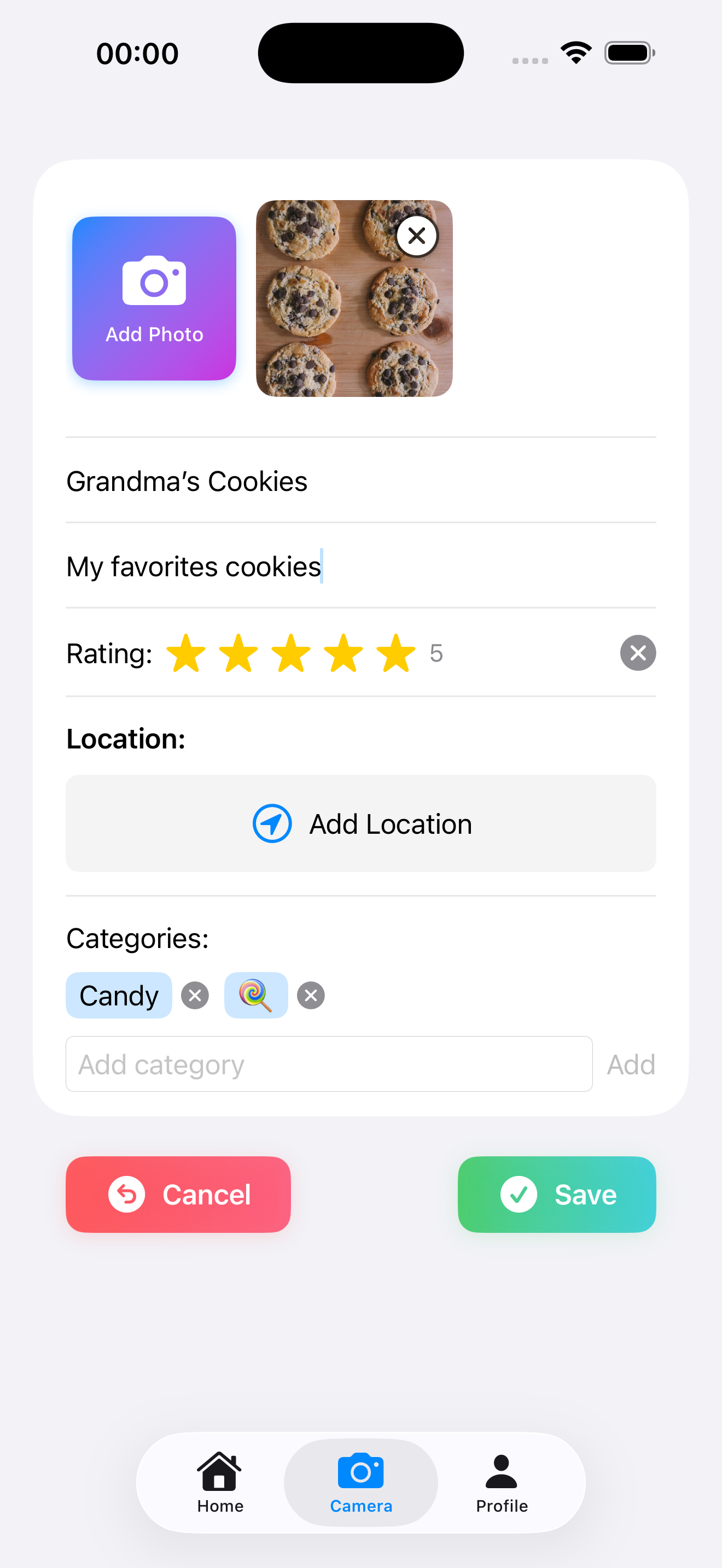 Screenshot of the Grocemelier app showing the edit item view.